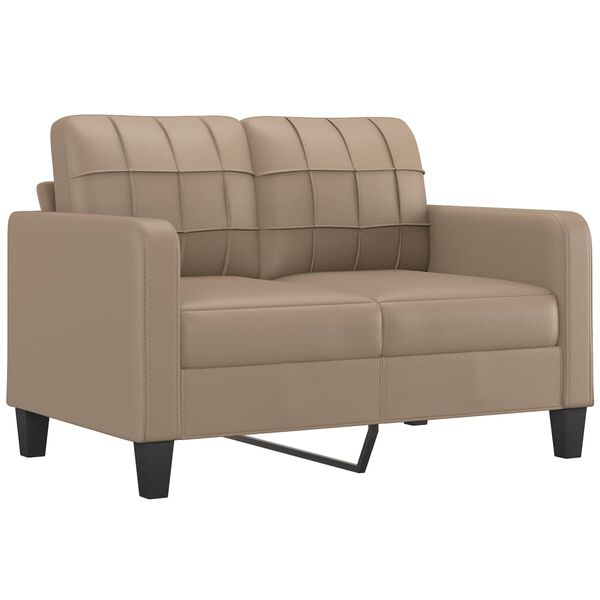 vidaXL 2-osobowa sofa z poduszkami, cappuccino, 120 cm, sztuczna sk&oacute;ra