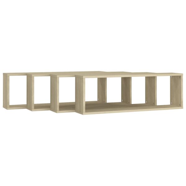 vidaXL P&oacute;łki ścienne kostki, 4 szt., dąb sonoma, 80x15x26,5 cm