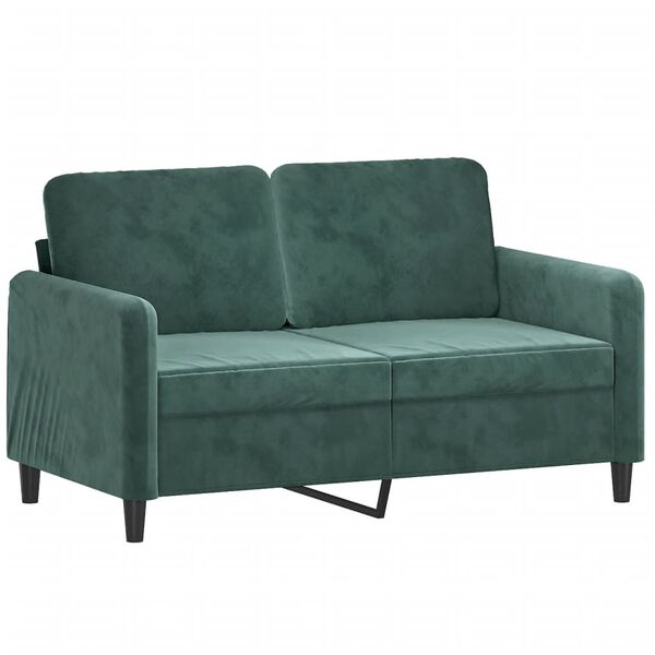 vidaXL 2-osobowa sofa z poduszkami, ciemnozielona, 120 cm, aksamit