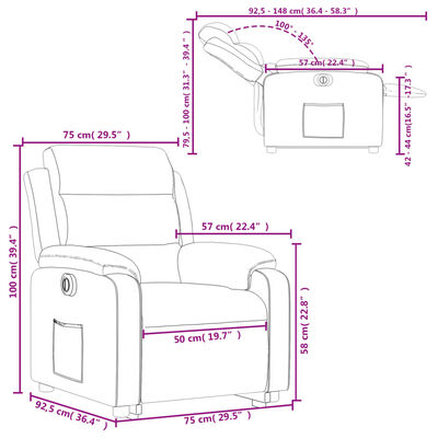 vidaXL Elektryczny, podnoszony fotel rozkładany, jasnoszary, aksamit