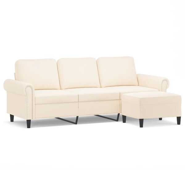 vidaXL Sofa 3-osobowa, kremowa, 180 cm, tapicerowana aksamit