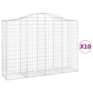 vidaXL Kosze gabionowe, 10 szt, 200x50x140/160cm, galwanizowane żelazo