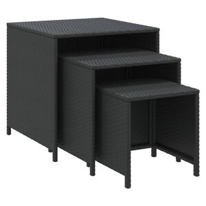 vidaXL Stoliki wsuwane pod siebie, 3 szt., czarne, rattan PE