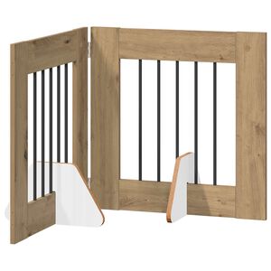 vidaXL Składana bramka dla psa z podp&oacute;rkami 2 szt. Dąb artisan