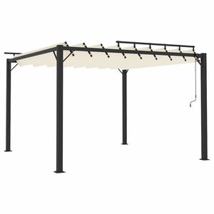 vidaXL Altana z żaluzjowym dachem 3x3 m, kremowa, tkanina i aluminium
