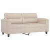 vidaXL 2-osobowa sofa z poduszkami, kremowa, 140 cm, mikrofibra