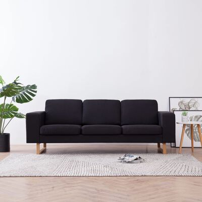 vidaXL 3-osobowa sofa tapicerowana tkaniną, czarna