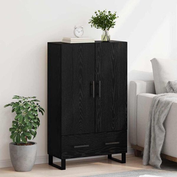 vidaXL Highboard Czarny Dąb 69,5 x 30 x 115 cm Materiał drewnopochodny