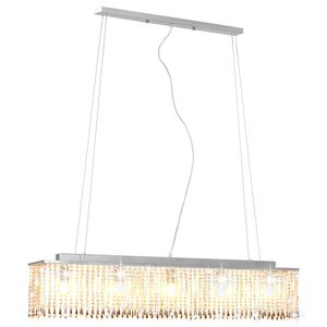 vidaXL Lampa sufitowa z kryształowymi koralikami, srebrna, 104 cm, E14