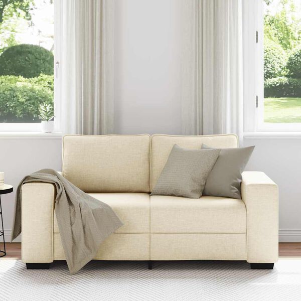 vidaXL Sofa 2-osobowa kremowa 160x77x82 cm Tkanina