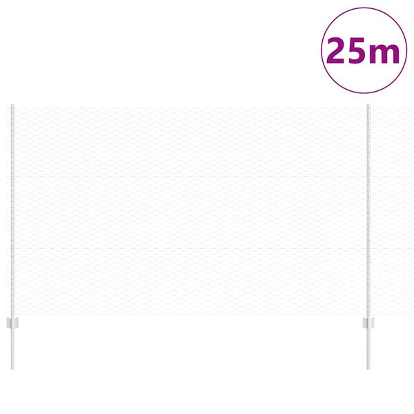 vidaXL Ogrodzenie z słupkiem Srebrny 1,4 x 25 m Stal