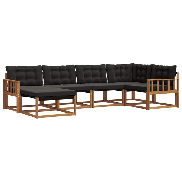 vidaXL Zestaw sof na zewnątrz z poduszką 6 pcs Naturalny i czarny