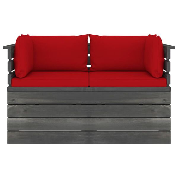 vidaXL Ogrodowa sofa 2-osobowa z palet, z poduszkami, drewno sosnowe