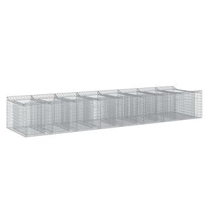 vidaXL Podniesione ł&oacute;żko gabionowe 3 szt. 400 x 100 x 60 cm srebrny