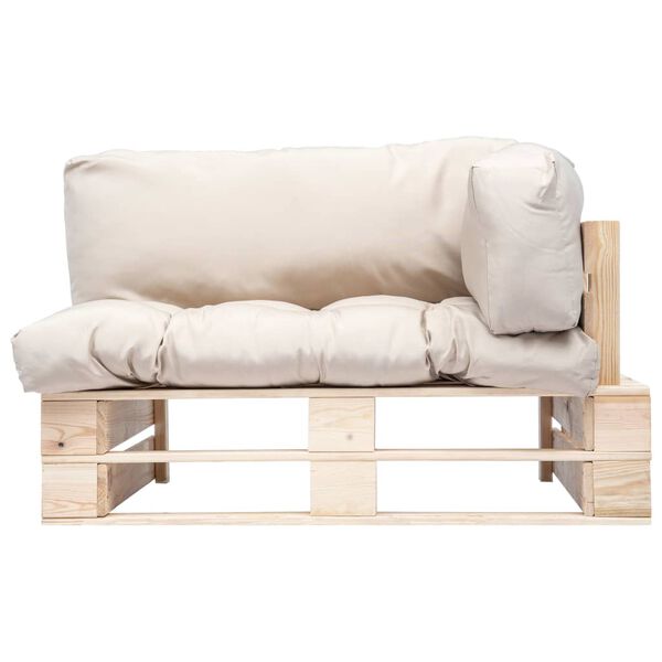 vidaXL Sofa ogrodowa z palet z piaskowymi poduszkami, sosna
