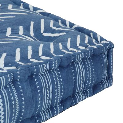 vidaXL Kwadratowy puf bawełniany ze wzorem, 50x50x12 cm, niebieski