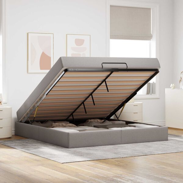 vidaXL Rama ł&oacute;żka z materacem z materacem 2 pcs Ciemnoszary tkanina