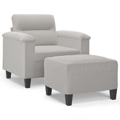 vidaXL Fotel z podnóżkiem, jasnoszary, 60 cm, obity mikrofibrą