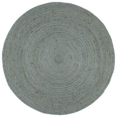 vidaXL Ręcznie robiony dywan z juty, okrągły, 210 cm, oliwkowozielony