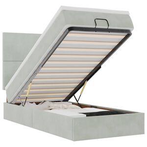 vidaXL Rama ł&oacute;żka otomana z materacami, szara, 80x200 cm, aksamit