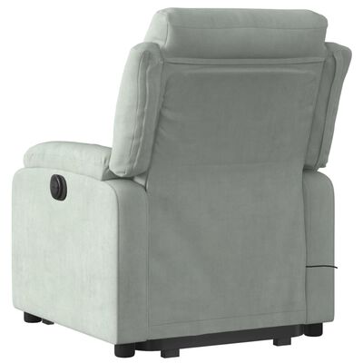 vidaXL Rozkładany fotel masujący, podnoszony, jasnoszary, aksamitny