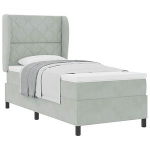 vidaXL Ł&oacute;żko sprężynowe z materacem Jasnoszary 190 x 90 cm Poliester