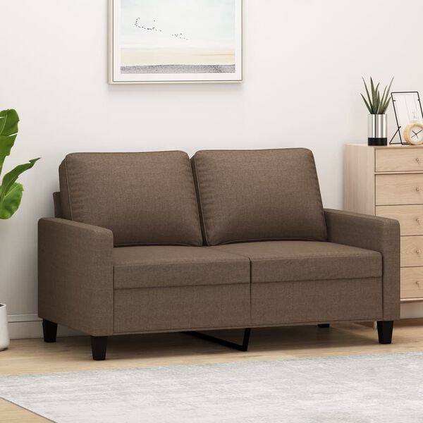 vidaXL Sofa 2-osobowa, brązowa, 120 cm, tapicerowana tkaniną