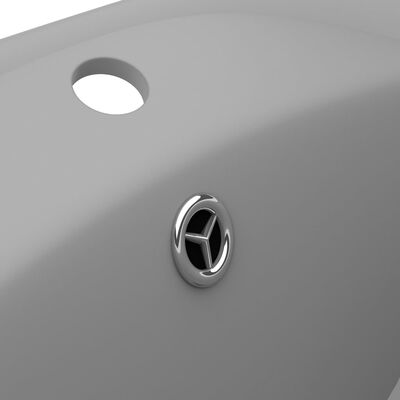 vidaXL Owalna umywalka z przelewem, matowa jasnoszara, 58,5x39 cm