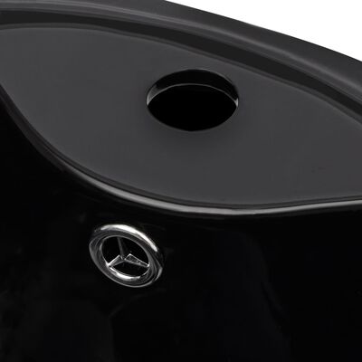 vidaXL Okrągła umywalka z otworem przelewowym i na kran, czarna