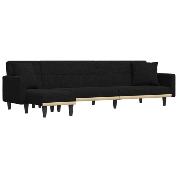 vidaXL Sofa rozkładana L, czarna, 275x140x70 cm, tkanina