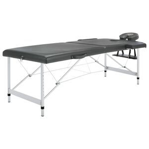 vidaXL St&oacute;ł do masażu, 2-strefowy, aluminiowa rama, antracyt 186x68 cm