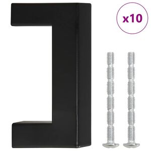 vidaXL Uchwyty do szafek, 10 szt., czarne, 64 mm, stal nierdzewna