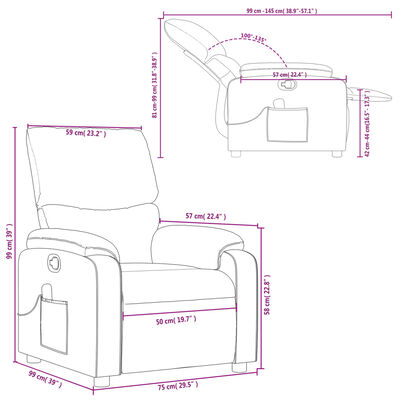 vidaXL Rozkładany fotel masujący, winna czerwień, obity tkaniną