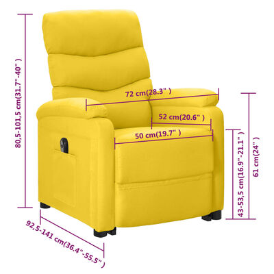 vidaXL Rozkładany fotel podnoszony, musztardowy, obity tkaniną