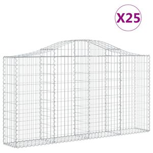 vidaXL Kosze gabionowe, 25 szt, 200x30x100/120cm, galwanizowane żelazo