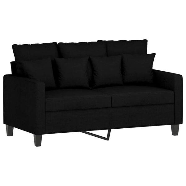 vidaXL Sofa 2-osobowa, czarna, 120 cm, tapicerowana tkaniną