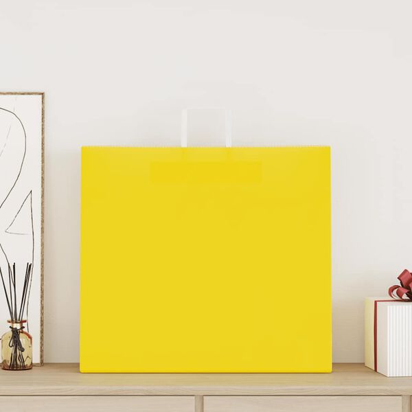 vidaXL Torby papierowe 50 szt. z uchwytami ż&oacute;łte 54x15x49 cm