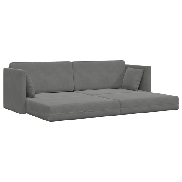 vidaXL Sofa podłogowa z funkcją spania 200cm Ciemnoszary Aksamit