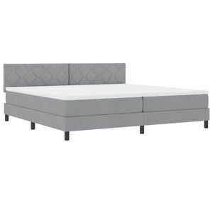 vidaXL Ł&oacute;żko sprężynowe z paskami LED Jasnoszary 200 x 200 cm tkanina