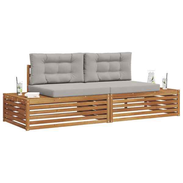 vidaXL Zestaw sof na zewnątrz 2 Sztuka Naturalny i Jasny Szary