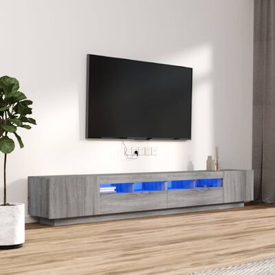 vidaXL Zestaw 3 szafek TV z oświetleniem LED, szary dąb sonoma