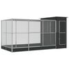 vidaXL Woliera z nadstawką srebrna 416x203x216 cm stalowa