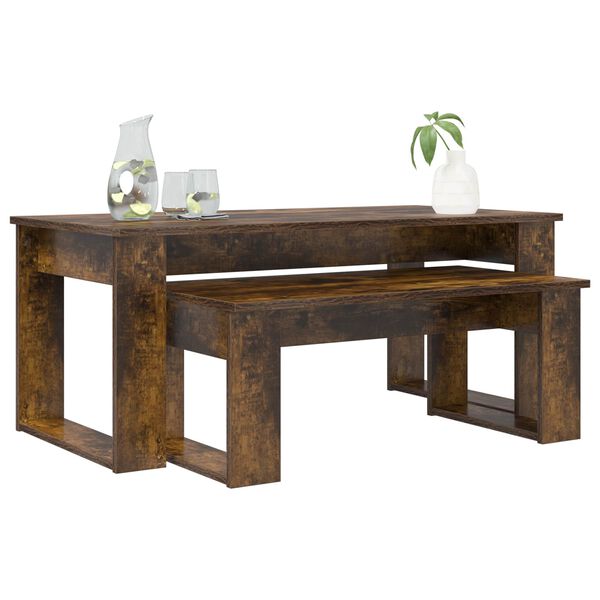 vidaXL Zestaw stolik&oacute;w kawowych 2 pcs Dąb wędzony