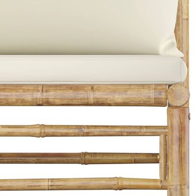 vidaXL 3-cz. zestaw mebli do ogrodu, kremowe poduszki, bambus