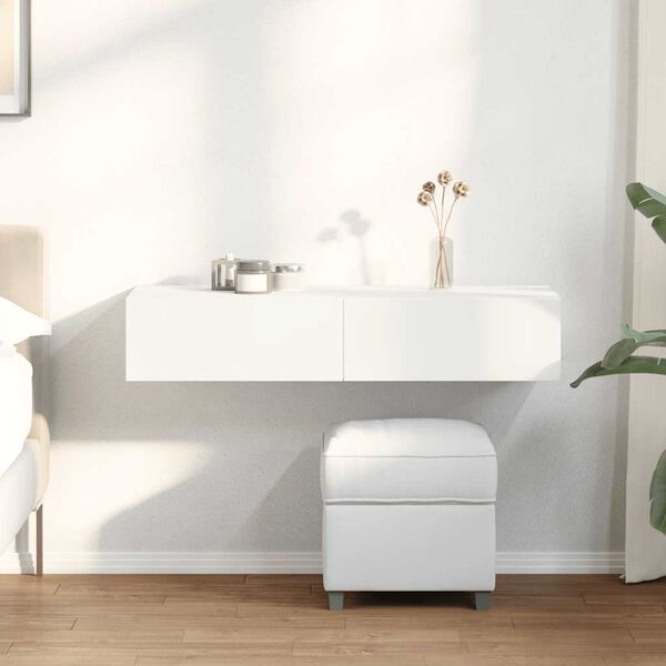 vidaXL P&oacute;łka ścienna z szufladami, biała, 100x36x19 cm