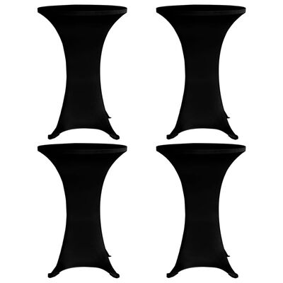 vidaXL Pokrowce na stół barowy, Ø 70 cm, czarne, elastyczne, 4 szt.