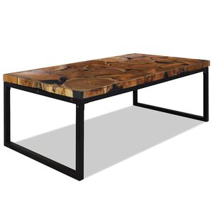 vidaXL Stolik kawowy z drewna tekowego i żywicy, 110 x 60 x 40 cm