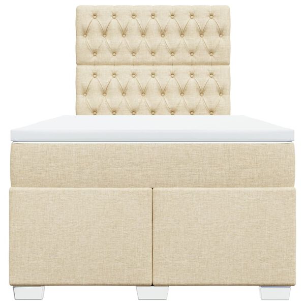 vidaXL Ł&oacute;żko kontynentalne z materacem, kremowe, 120x190 cm, tkanina