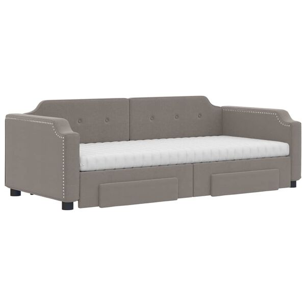 vidaXL Sofa rozsuwana z szufladami, taupe, 90x200 cm, tkanina