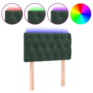 vidaXL Zagł&oacute;wek do ł&oacute;żka z LED, ciemnozielony, 80x7x78/88 cm, aksamit